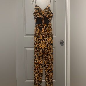 Navy blue and yellow jumpsuit